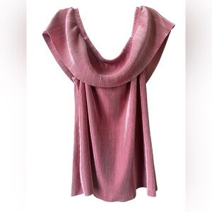 Women’s Size XL Y2K Going Out Top Off The Shoulder A.N.A Metallic Rose Pink